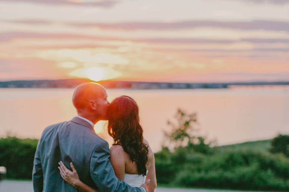 Sunset over the happy couple