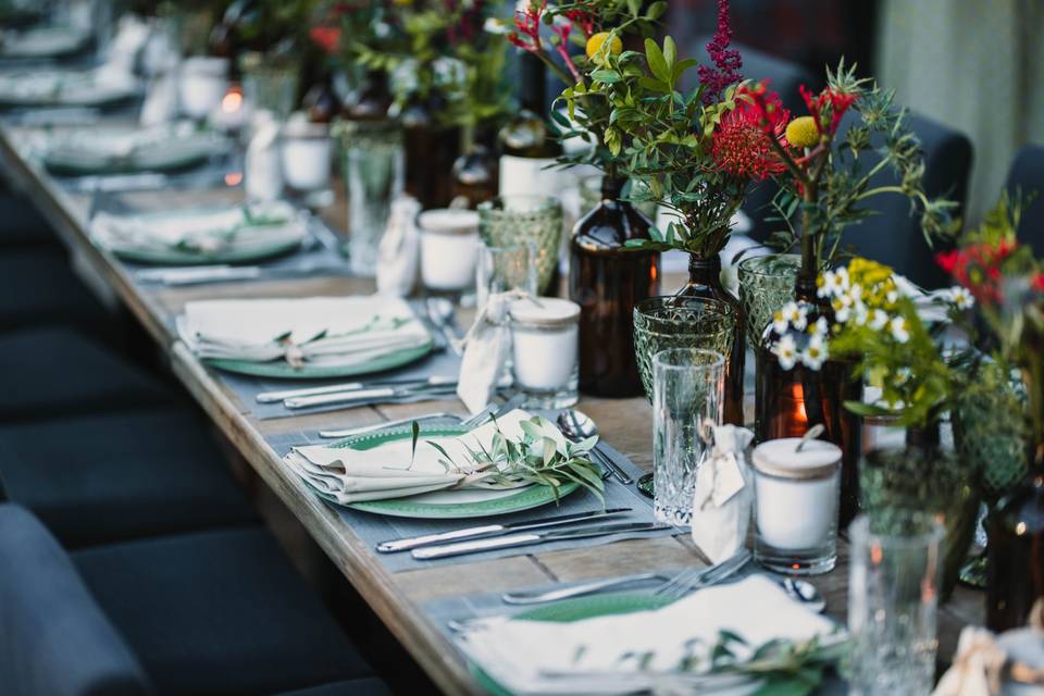 Flower Bottle Centerpiece