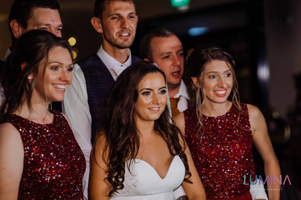 Bride with bridesmaids