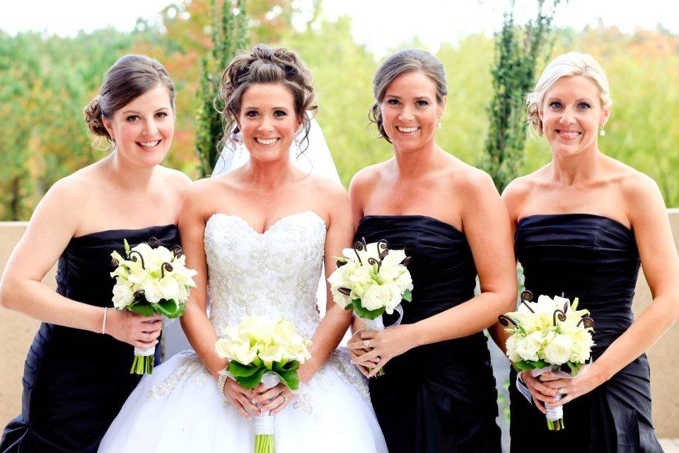 Bride with bridesmaids