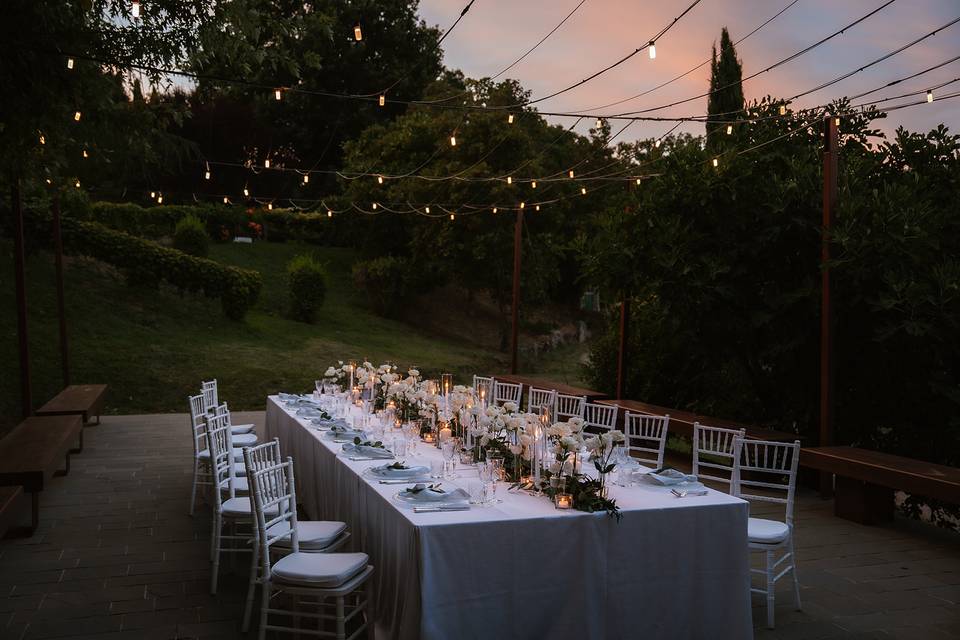 Reception table at night