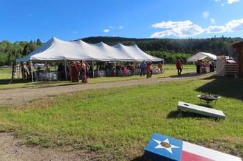 Tent and cornhole