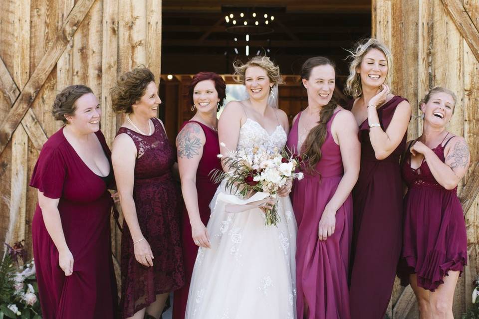 D with bridesmaids