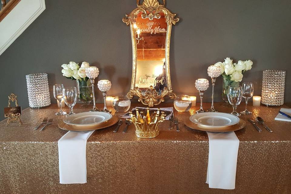 Table setup with centerpiece