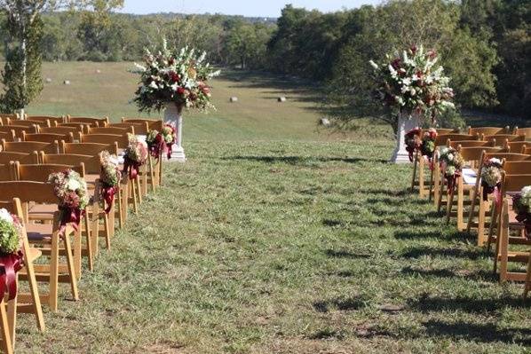 Outdoor wedding ceremony set up