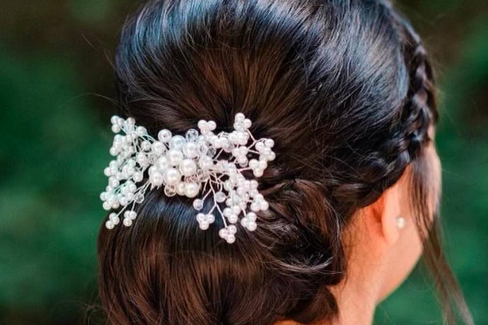 Simple updo with braided crown