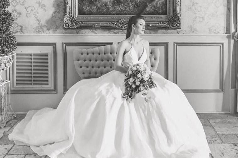 The bride holding her bouquet