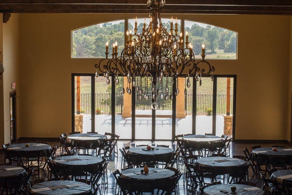 Reception hall overlooking patio