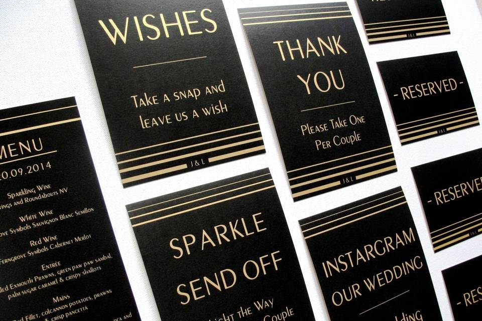 Wedding Signs - Black and Gold Shimmer