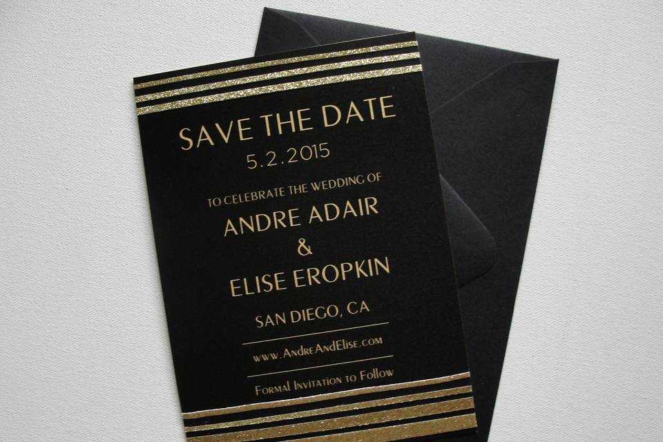 Glitter Stripe Save the Date Cards