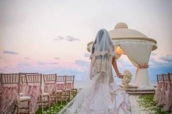 Bride walking down the aisle