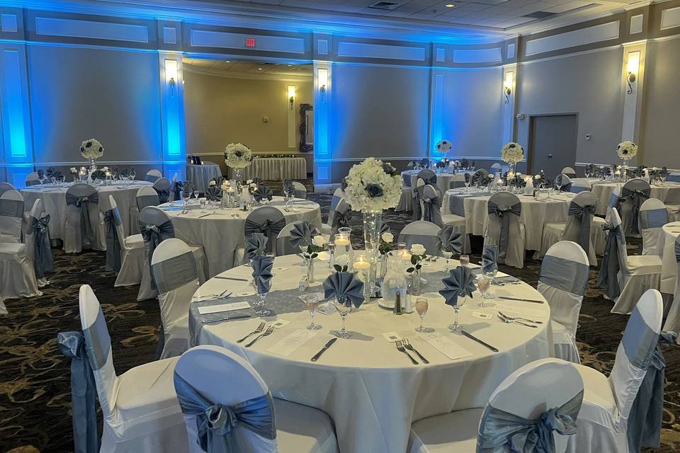 Dusty blue with uplighting