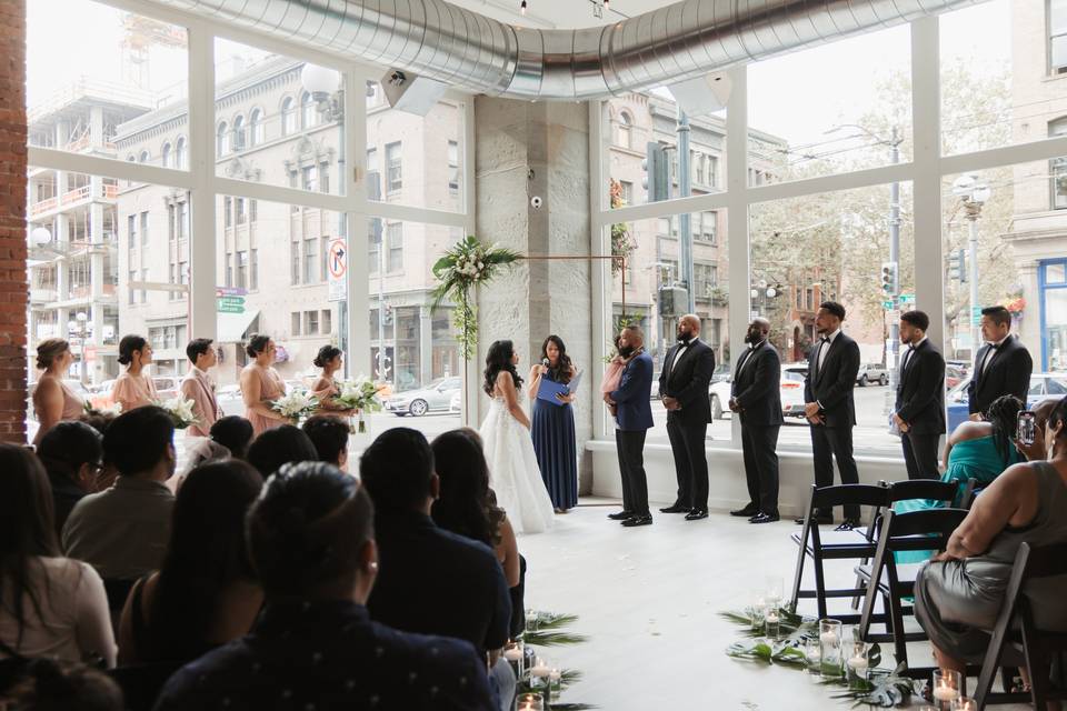 Ceremony setup downtown view