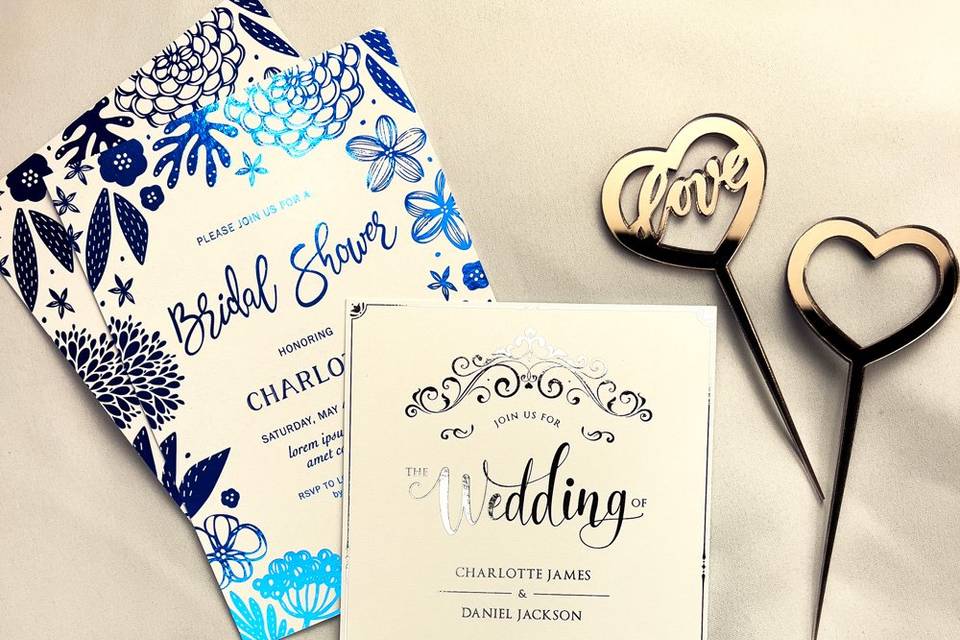 Foil Wedding Invites & Menu