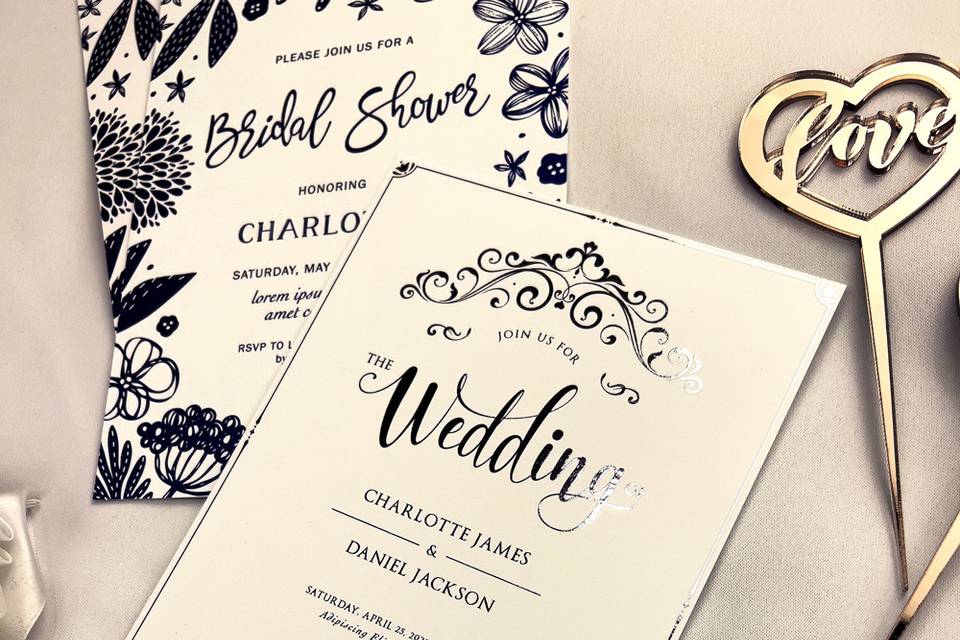 Foil Wedding Invites & Menu