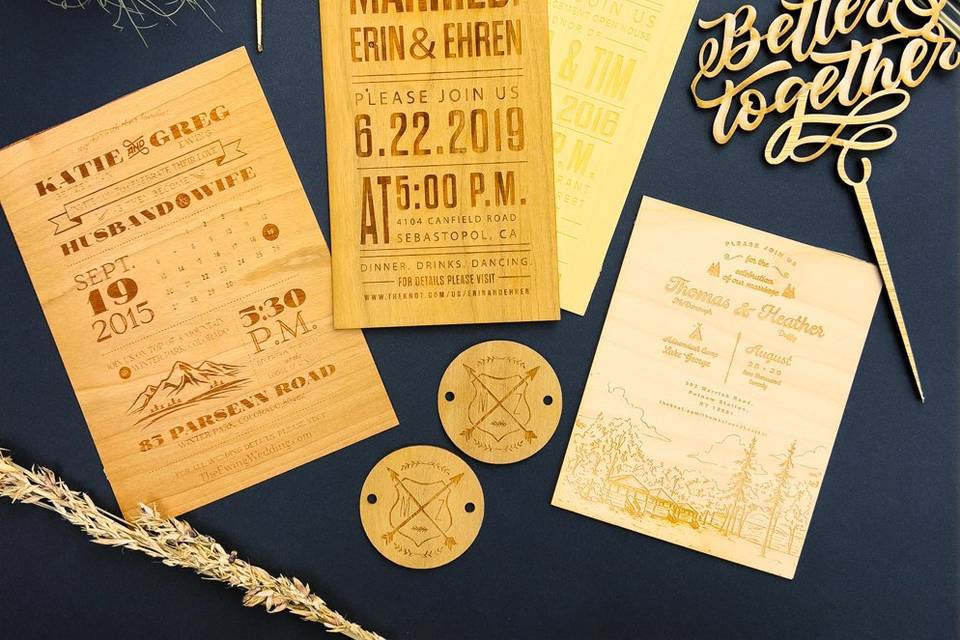 Wood Wedding Invites & RSVPs