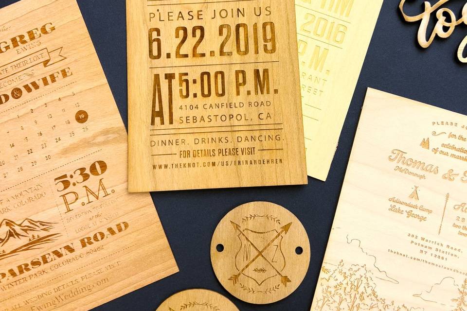 Wood Wedding Invites & RSVPs