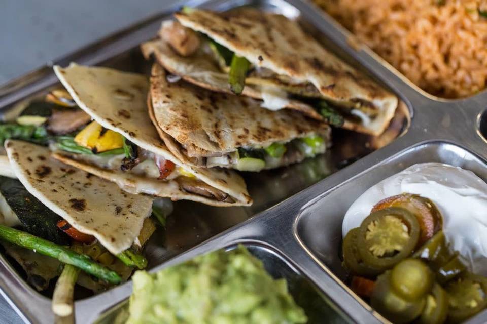 Cheese quesadillas with seasonal vegetables