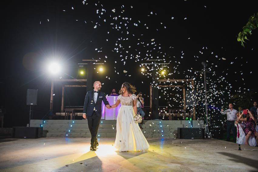 Confetti over the newlyweds