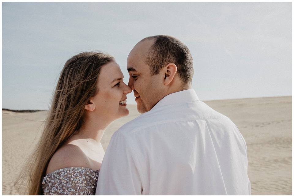 Embracing on a beach