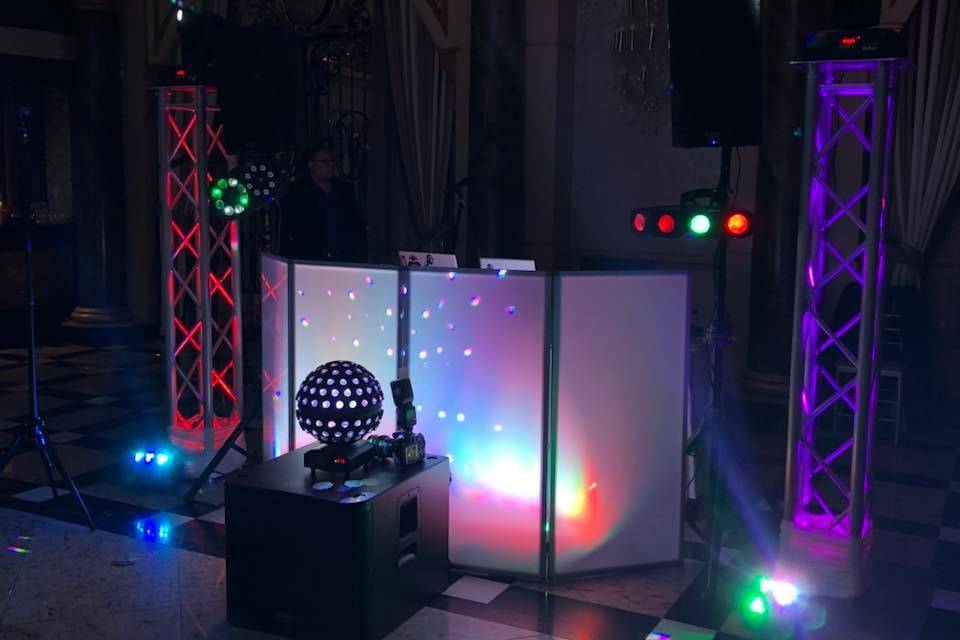 DJ set-up with dim lighting