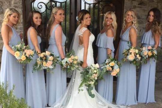 Bride and her bridesmaids