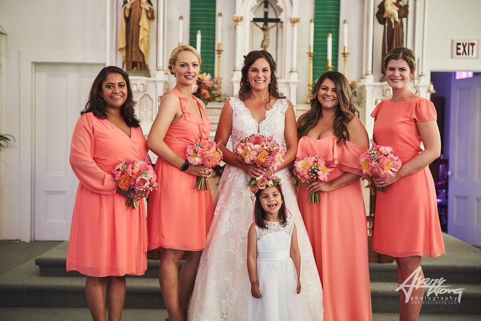 Coral bridesmaid