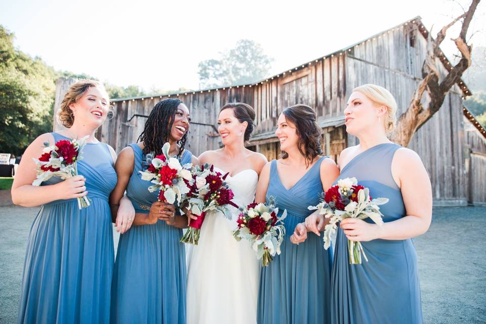 Steel blue bridesmaid