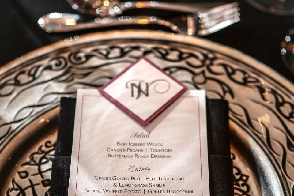 Dimensional monogram menu