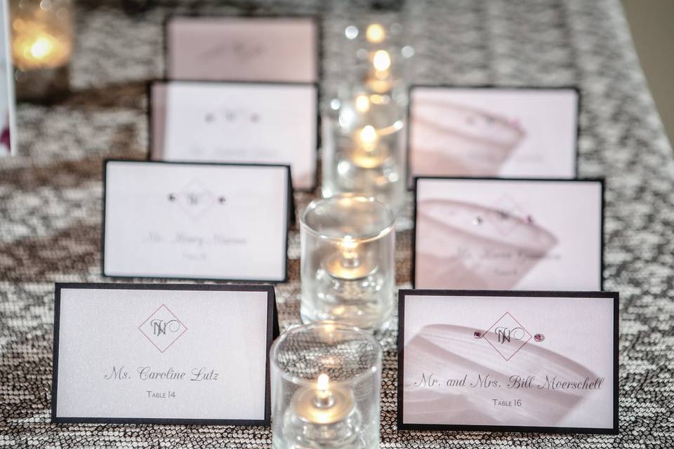 Escort cards with bling