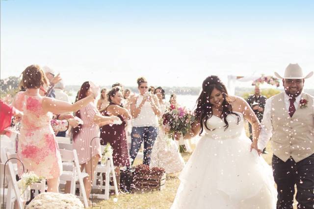 Flower petal wedding exit