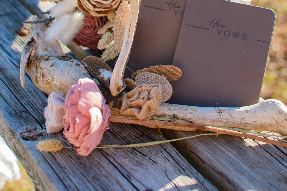 His and Hers vows & florals