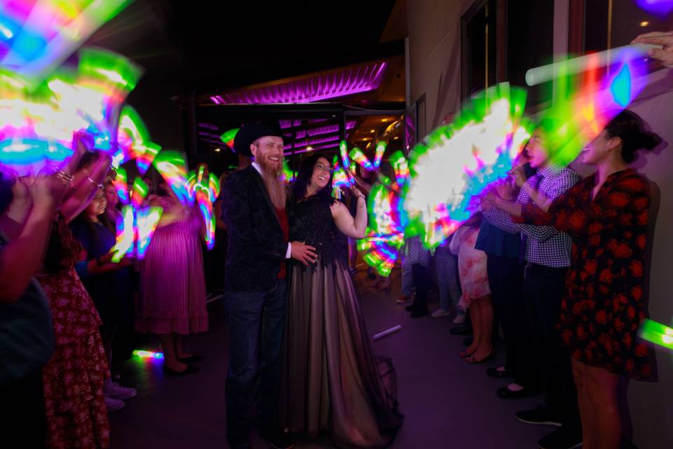 Neon lights reception exit
