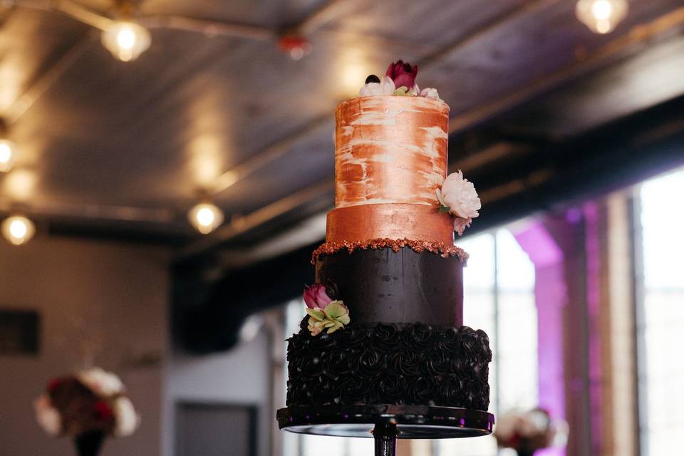 Black and Rose Gold cake