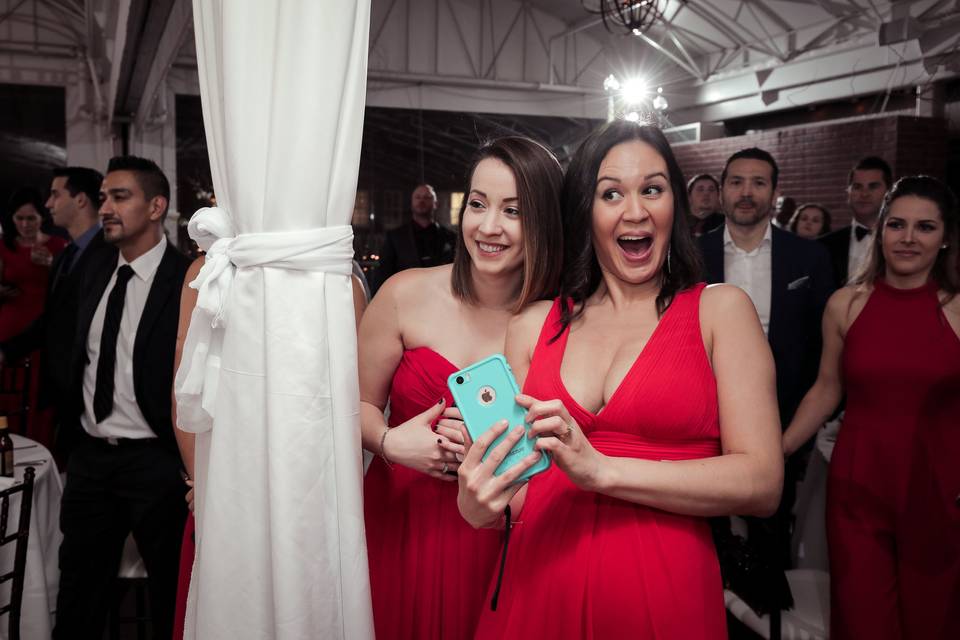Surprised bridesmaids