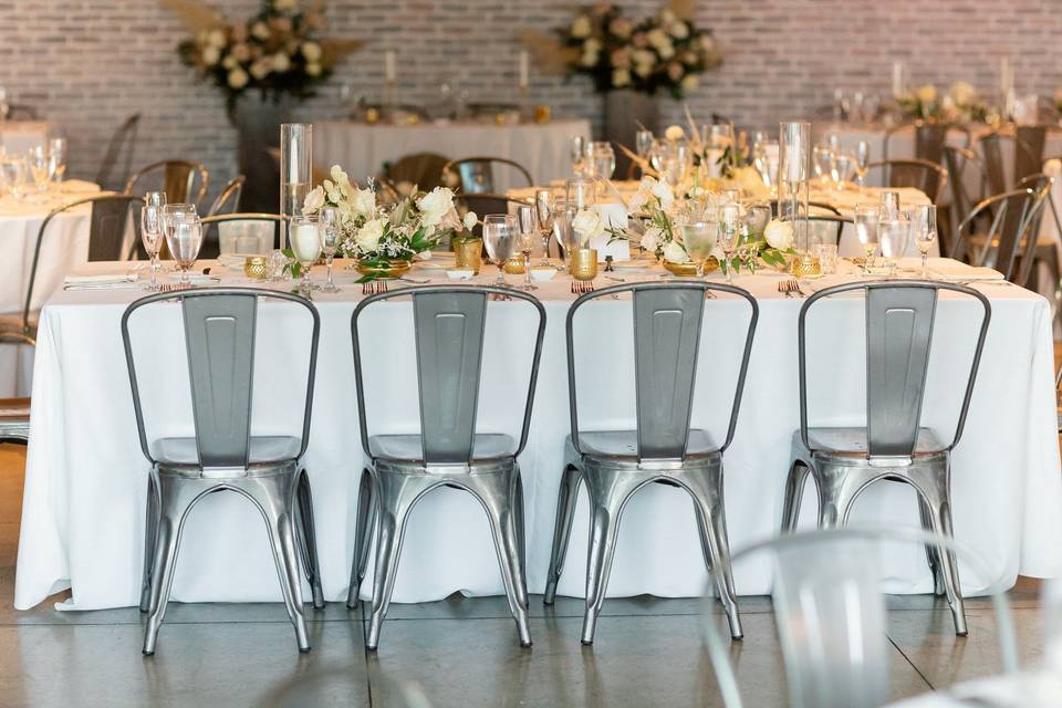 Reception tables and chairs