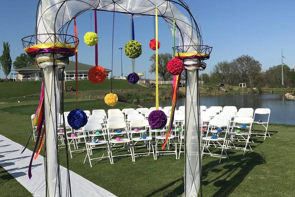 Outdoor wedding ceremony setup