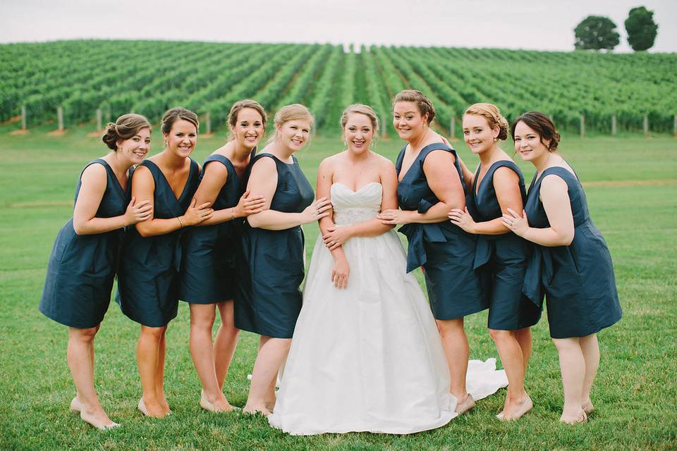 Bride with bridesmaids