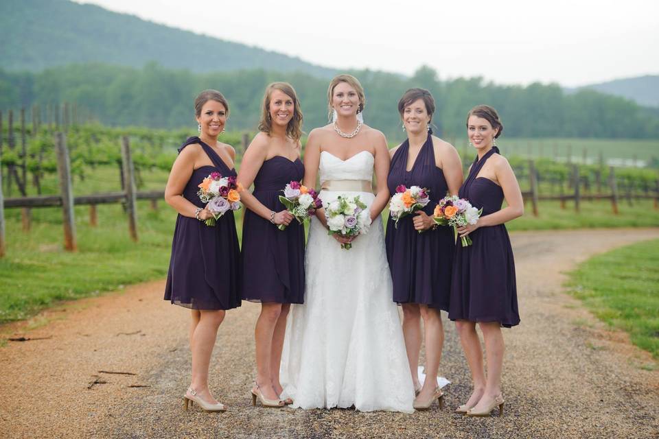 Bride and bridesmaids