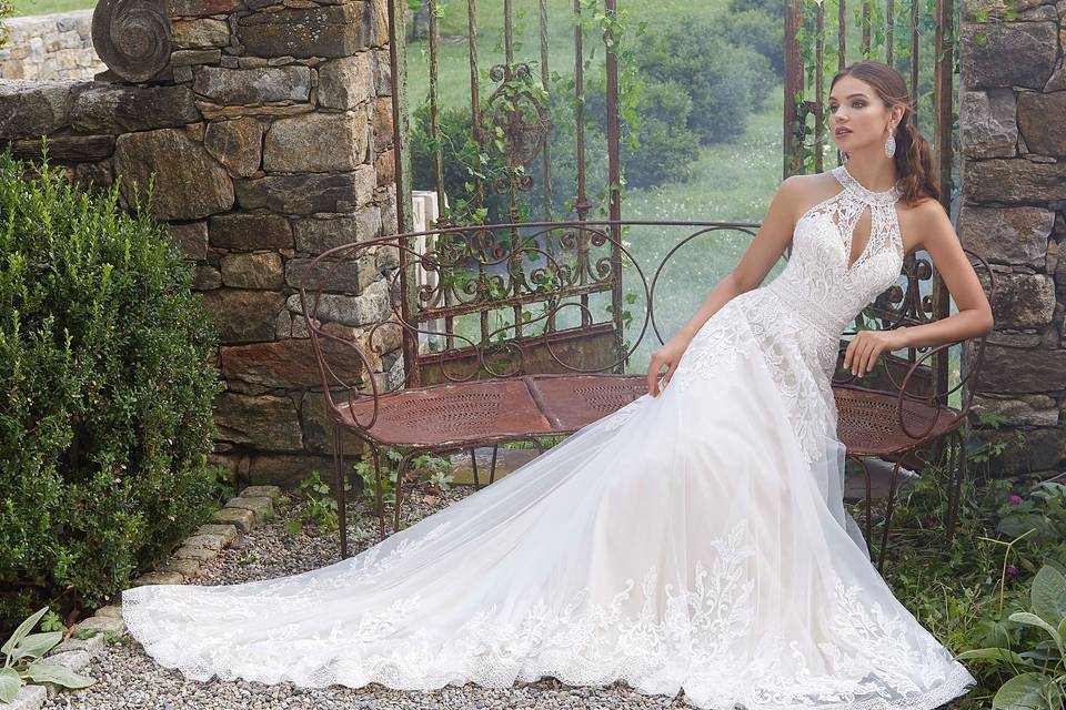 Boho lace wedding gown