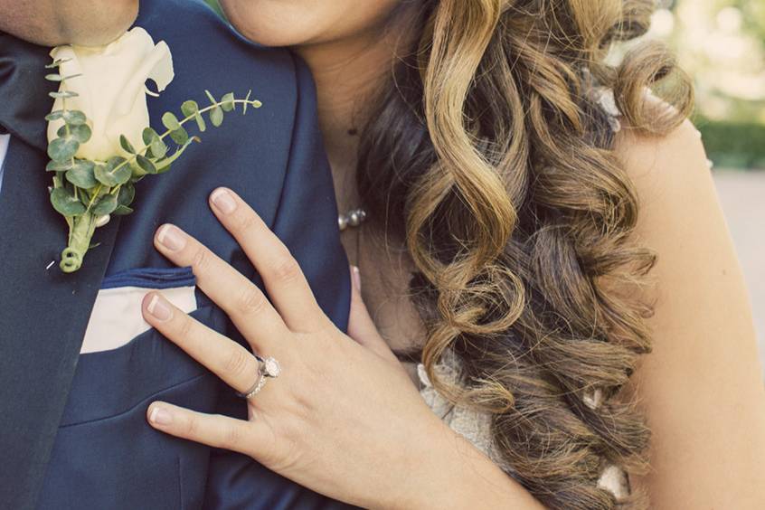 Bride looking at her groom intently