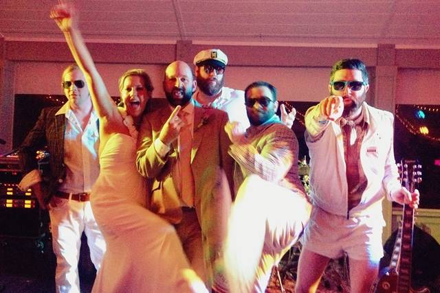 Newlyweds with the band