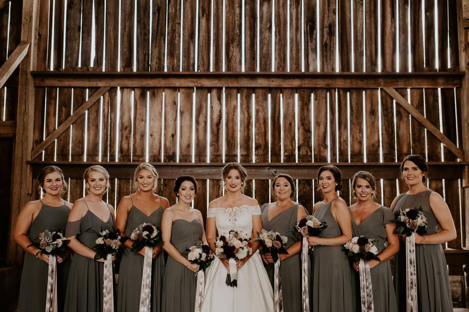 The bride with bridesmaids