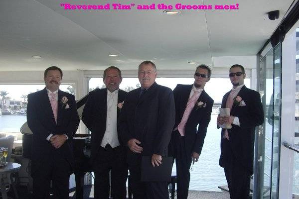 Reverend Tim with the Groom and Groomsmen