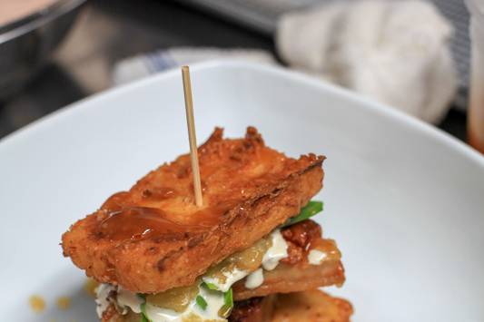 Grit Cake Pork Belly Sandwich