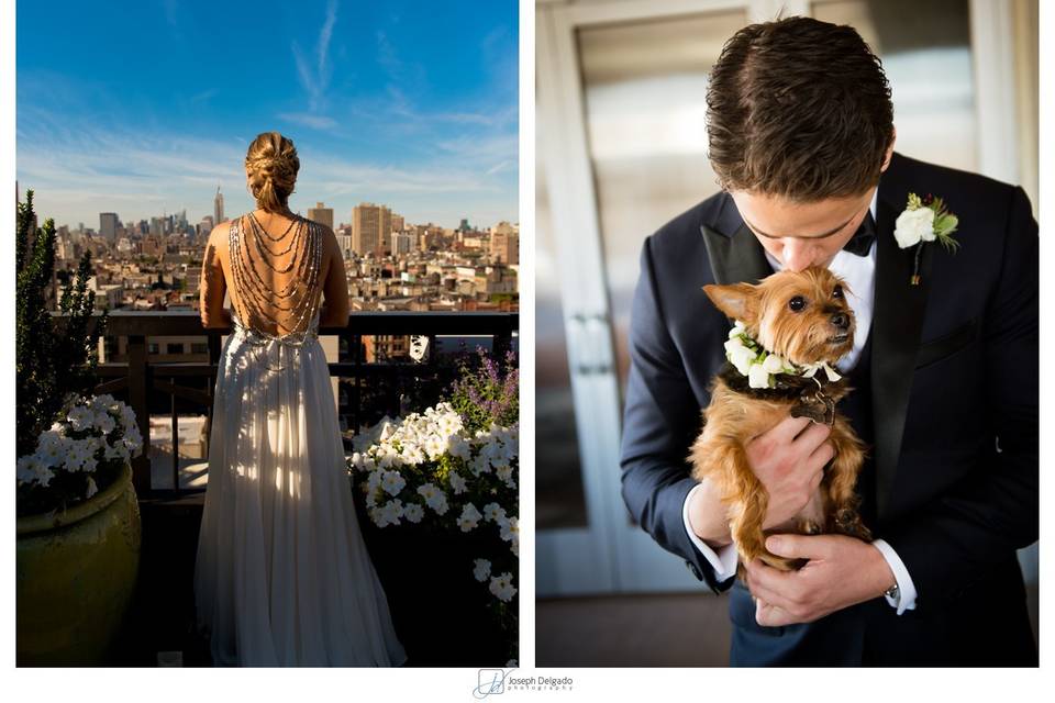 Floral Dog Collar for an intimate wedding at the Soho Grand Hotel