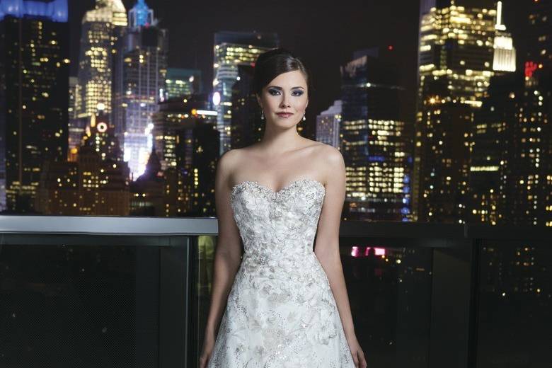 9773Tulle, corded lace, beaded lace A-line dress embellished by a sweetheart neckline