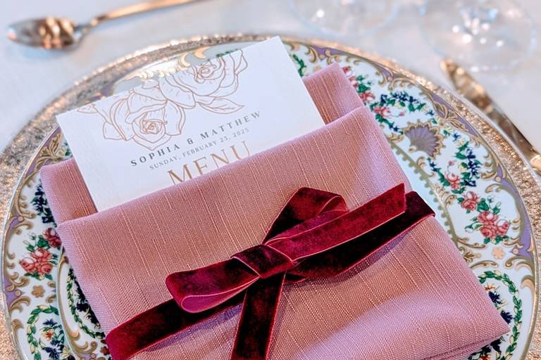 Pink and gold plate setting