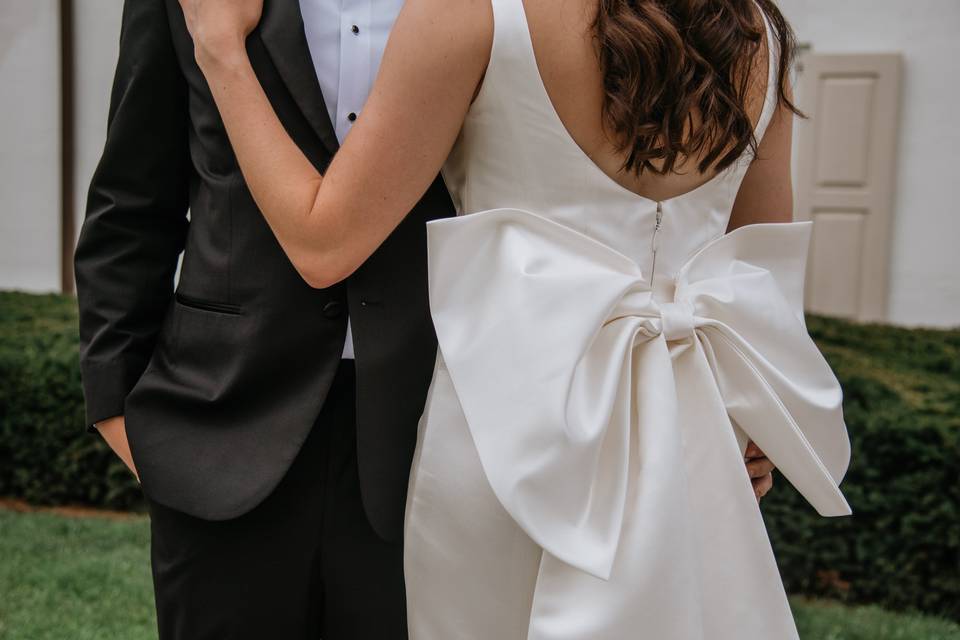 Bride's bow on wedding dress