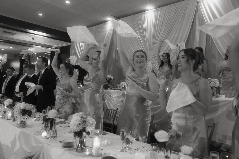 Bridal party having fun
